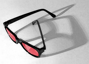 Очки. Я люблю очки в черной оправе со стеклами разных цветов.