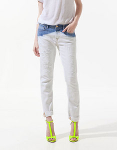 Zara Deep Bleach Wash Straight Leg Denim