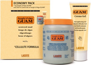 GUAM Kurpackung: 1.000g Dose Fanghi d'Alga GUAM Algenschlamm + 250ml Tube hautstraffende Creme