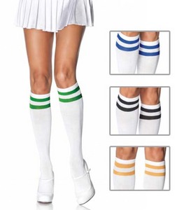 American Apparel Unisex Stripe Knee White Socks