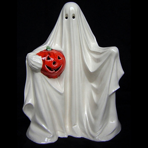 Vintage Halloween Ceramic Ghost Skeleton Lamp