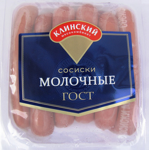 Сосиски «Молочные», Клинский мясокомбинат, 530г