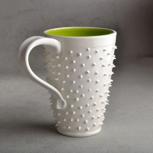 Spiky Mug : White and Neon Green