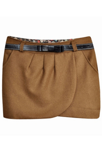 Коричневая короткая юбка с запАхом