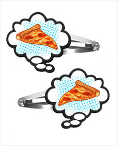 Pondering Pizza Hair Clips