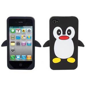 Black Penguin Silicone Soft Case Cover for Iphone 4