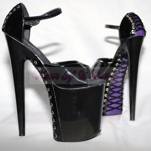 Mouse over image to zoom  BLACK PURPLE FETISH PLATFORM POLE DANCING SHOES