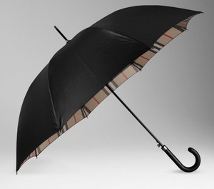 зонт-трость Burberry - черный снаружи, ,бежевая клетка внутри