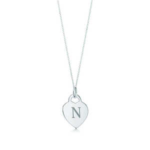 Alphabet heart tag letter charm and chain