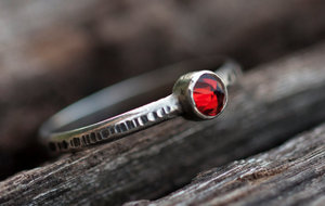 Red Garnet Silver Ring