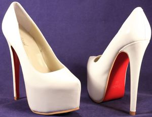 white platform pumps with wooden(?) heel