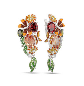 серьги цветы в теплых тонах