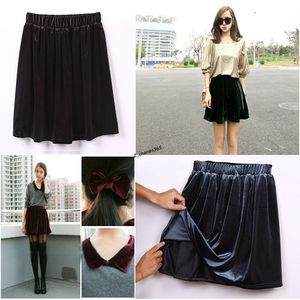 New Girl's Stylish Pleated High Waisted Velvet A-line Short Skirt 5Colors Skirts