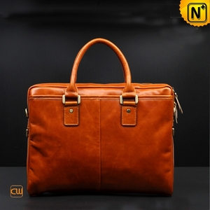 Men Brown Leather Business Handbags CW891010 - CWMALLS.COM