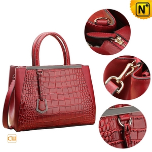 Women Red/Blue Leather Tote Bags CW229127 - CWMALLS.COM