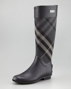 Burberry Mixed Media Rain Boot, Charcoal