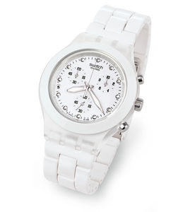 Крупные белые часы Swatch