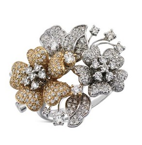 Sunlight diamond flowers ring