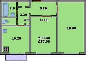 Квартиру 2-х комнатную в Москве