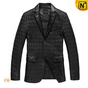 Mens Black Leather Blazer Jacket CW833933 - cwmalls.com