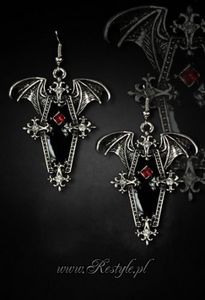 Gothic earrings Black "VAMPIRE COFFIN" with bat wings