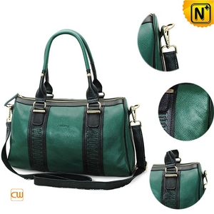 Women Green Leather Tote Bag CW231376 - cwmalls.com