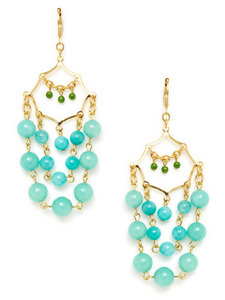 David Aubrey  Dyed Blue Jade Chandelier Earrings