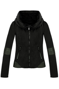 Hooded Zipped Black Coat