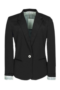 One Button Long Sleeve Black Blazer