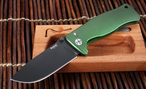 Lion Steel SR-1 Black and Green Integral Aluminum Tactical Folding Knife