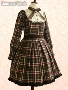 Standing Collar Tartan Check Onepiece