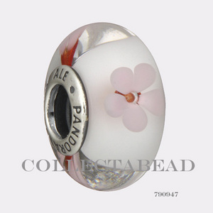 Authentic Pandora Silver Murano Cherry Blossom Glass Bead