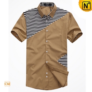 Mens Original Designer Slim Fit Shirts Short Sleeve CW100325 - cwmalls.com