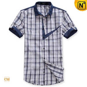 Mens Designer Original Short Sleeve Plaid Shirts CW100313 - cwmalls.com