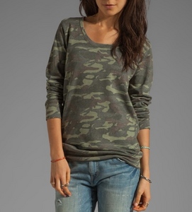 Monrow Camo Print Boyfriend Sweatshirt