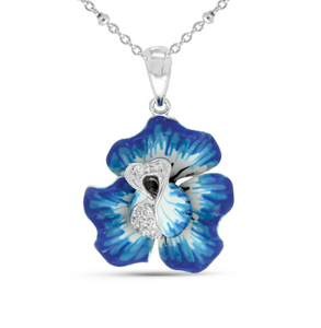 ПОДВЕСКА С ФИАНИТАМИ (голубой цветок)