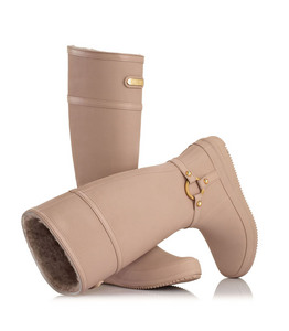 KNEE HIGH SHEEPSKIN RUBBER BOOT