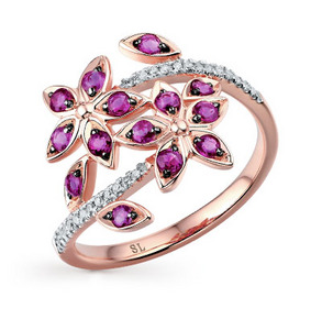 Кольцо с рубинами