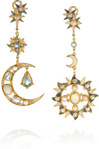 PERCOSSI PAPI Gold-plated, topaz, moonstone and sapphire earrings &#163;812.50