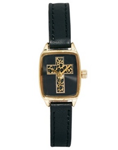 River Island Square Leopard Cross Helen Watch