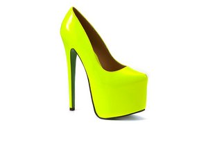 Neon Yellow Patent Super Platform Court Shoes