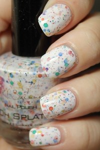 Oh Splat KBShimmer White Glitter Nail Polish with Rainbow Glitters