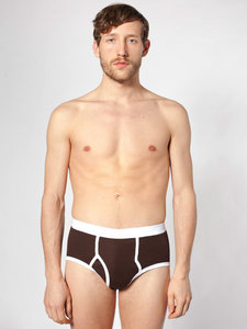 American Apparel Baby Rib Brief Brown / White