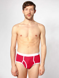 American Apparel Baby Rib Brief Sangria / White