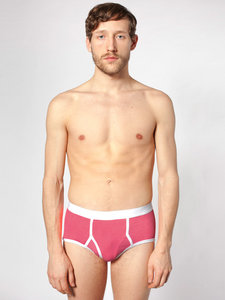 American Apparel Baby Rib Brief Heather Deep Pink / White