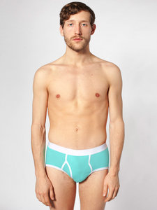 American Apparel Baby Rib Brief Light Aqua / White