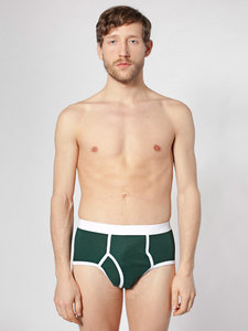 American Apparel Baby Rib Brief Forest / White