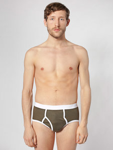 American Apparel Baby Rib Brief Army / White