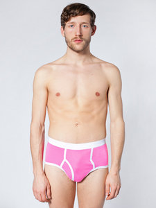 American Apparel Baby Rib Brief Fluorescent Pink / White