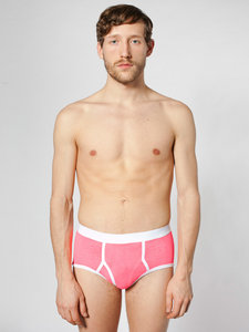 American Apparel Baby Rib Brief Neon Heather Pink / White